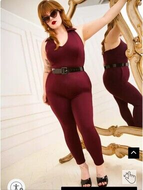 Nwt TORRID RETRO CHIC halter Jumpsuit Wine Collar 60s 70s Grease Rock Boho Chic